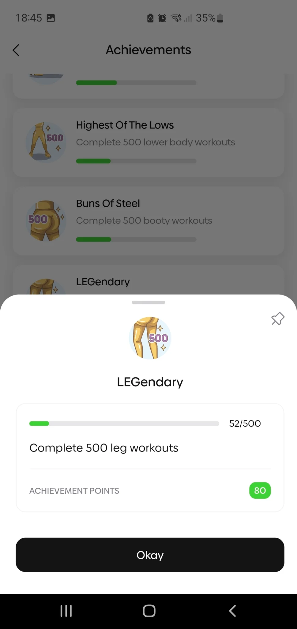 Workout achievement bug?