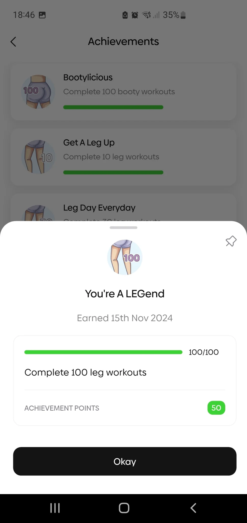 Workout achievement bug?