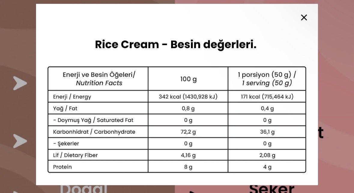 Rice cream and weight loss