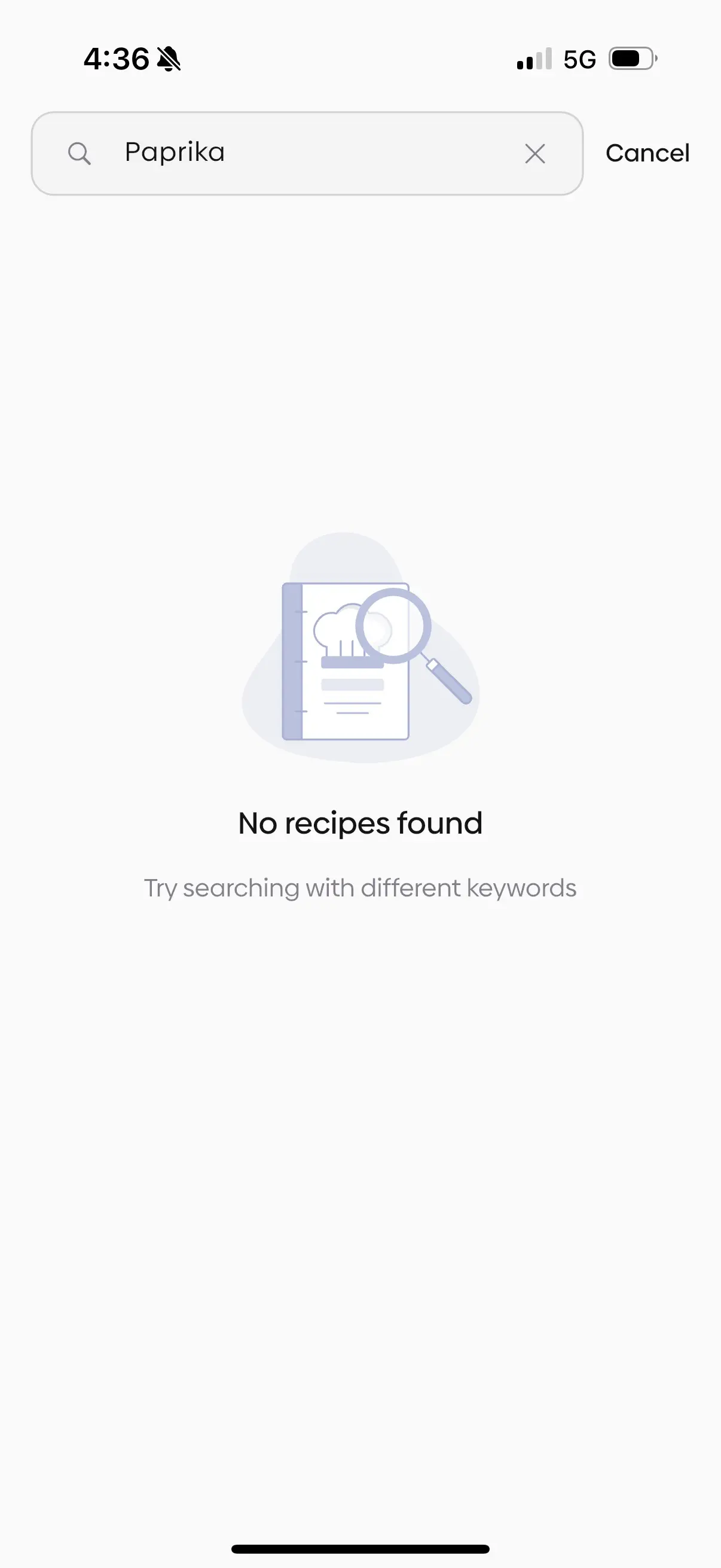 Query ingredients in recipe search bar