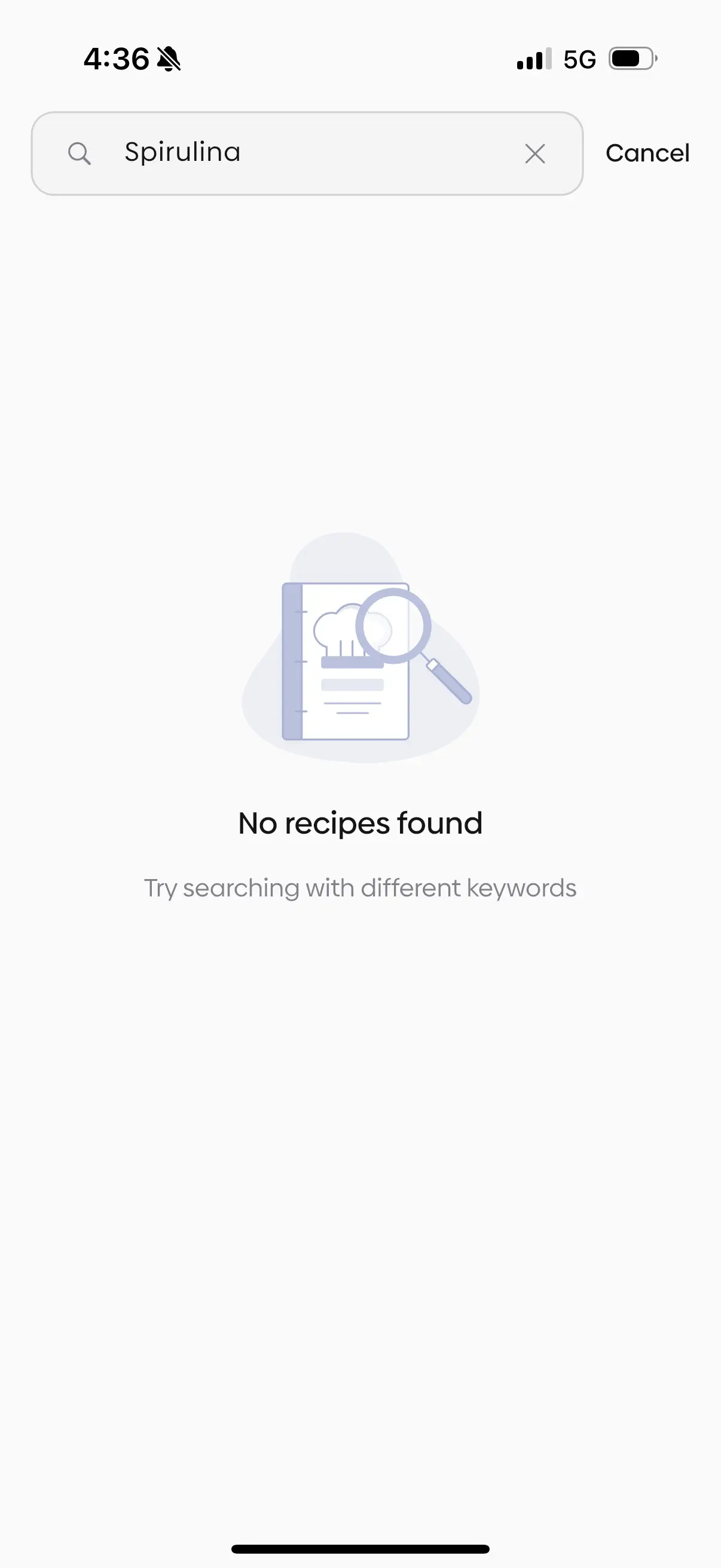 Query ingredients in recipe search bar