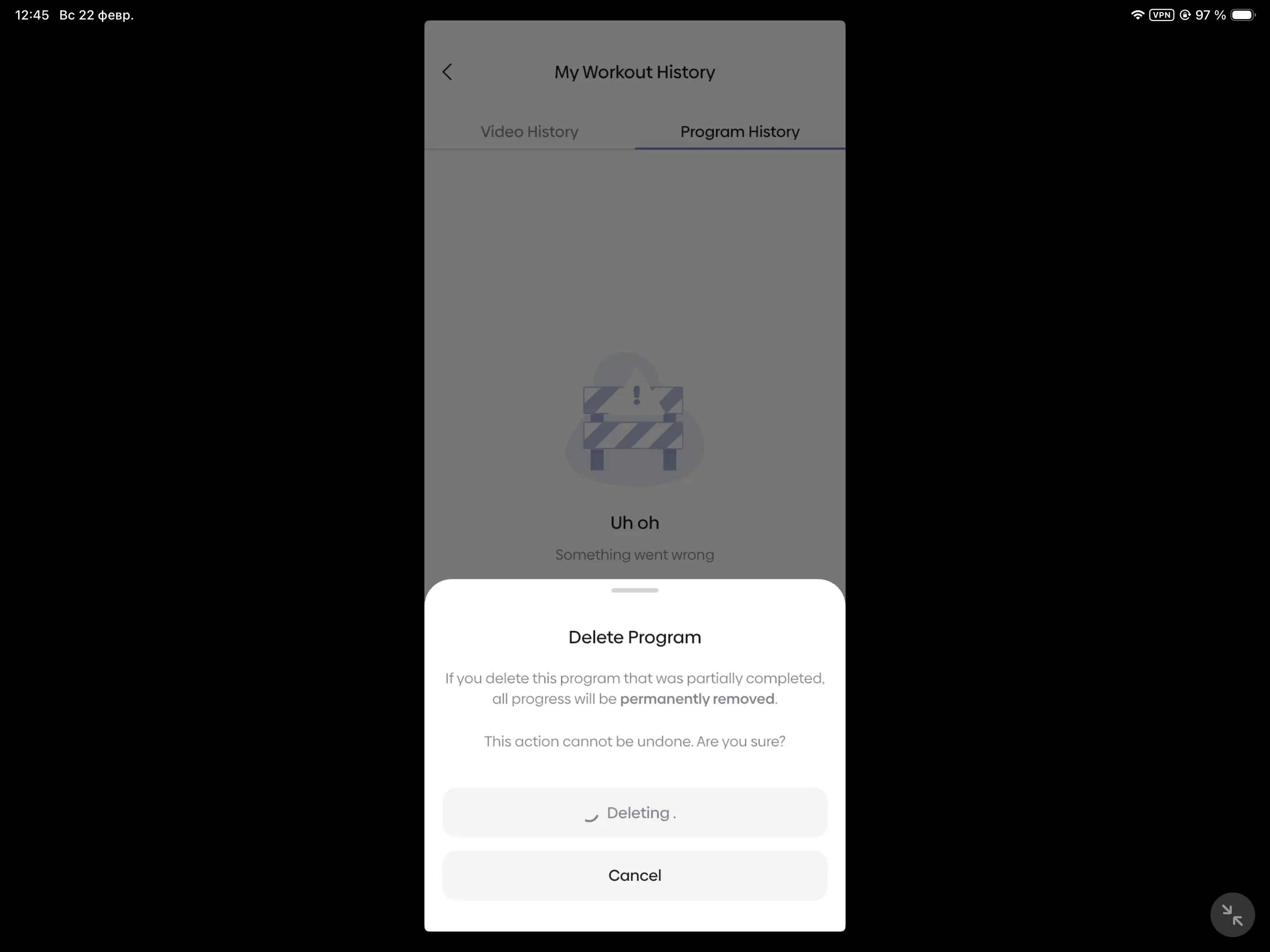 Program doesn’t delete from history