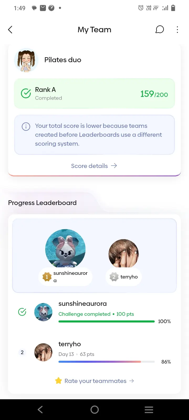 Team member progress not showing
