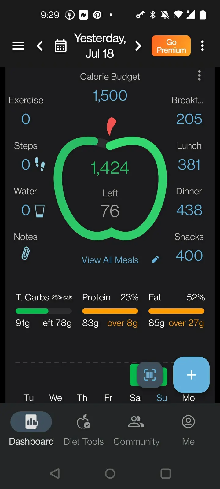 Day 2 of Getting back into Tracking Calories