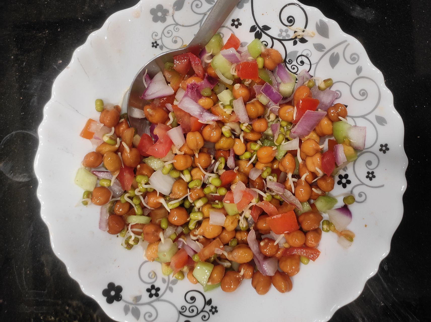 Mung and Black Chickpea/black gram sprouts salad