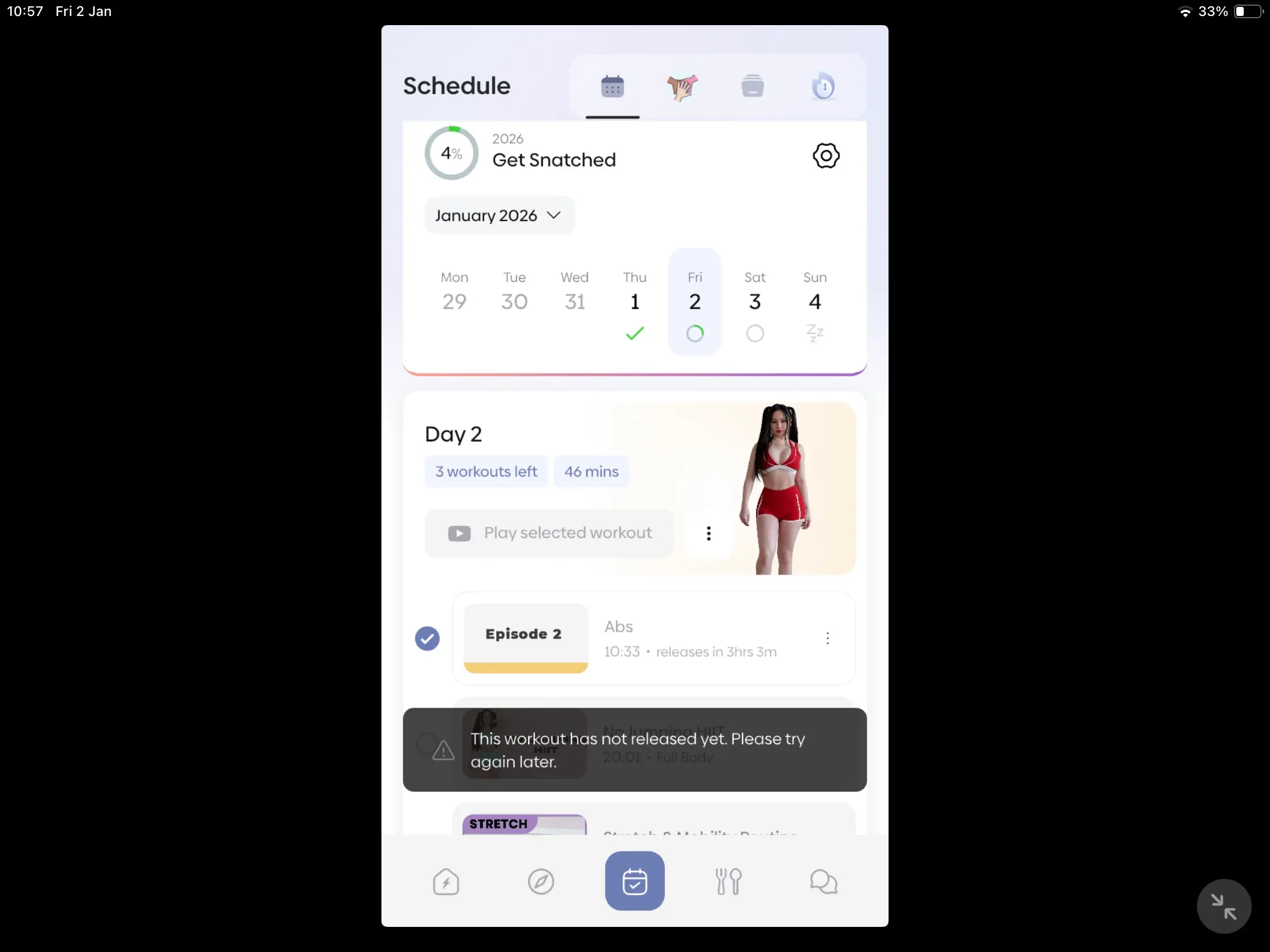Can’t see the workout video