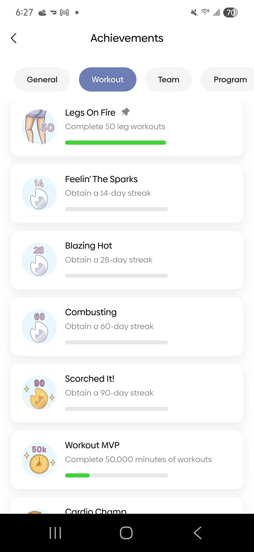 Streak achievements
