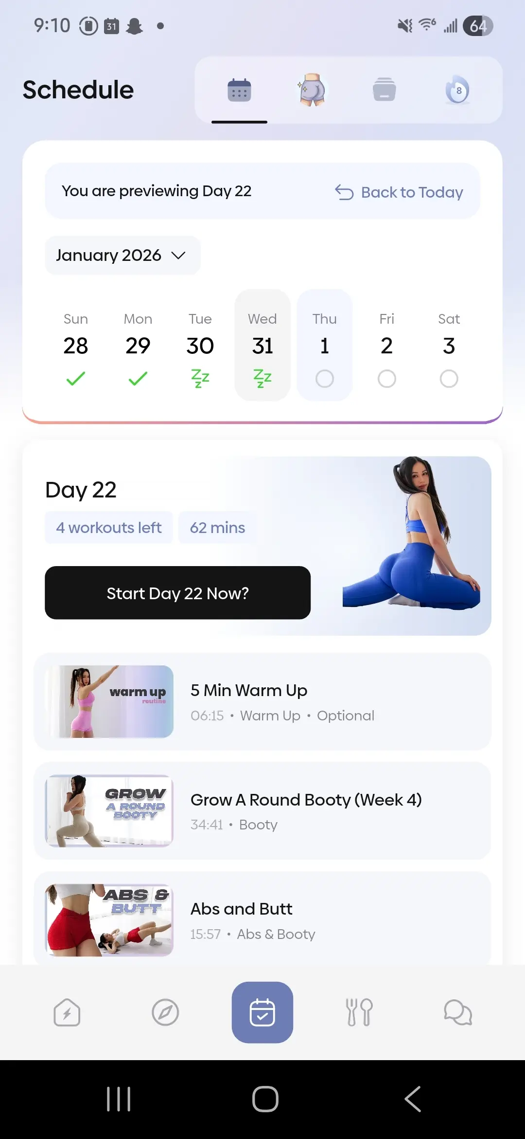 Updated schedule page/tabs