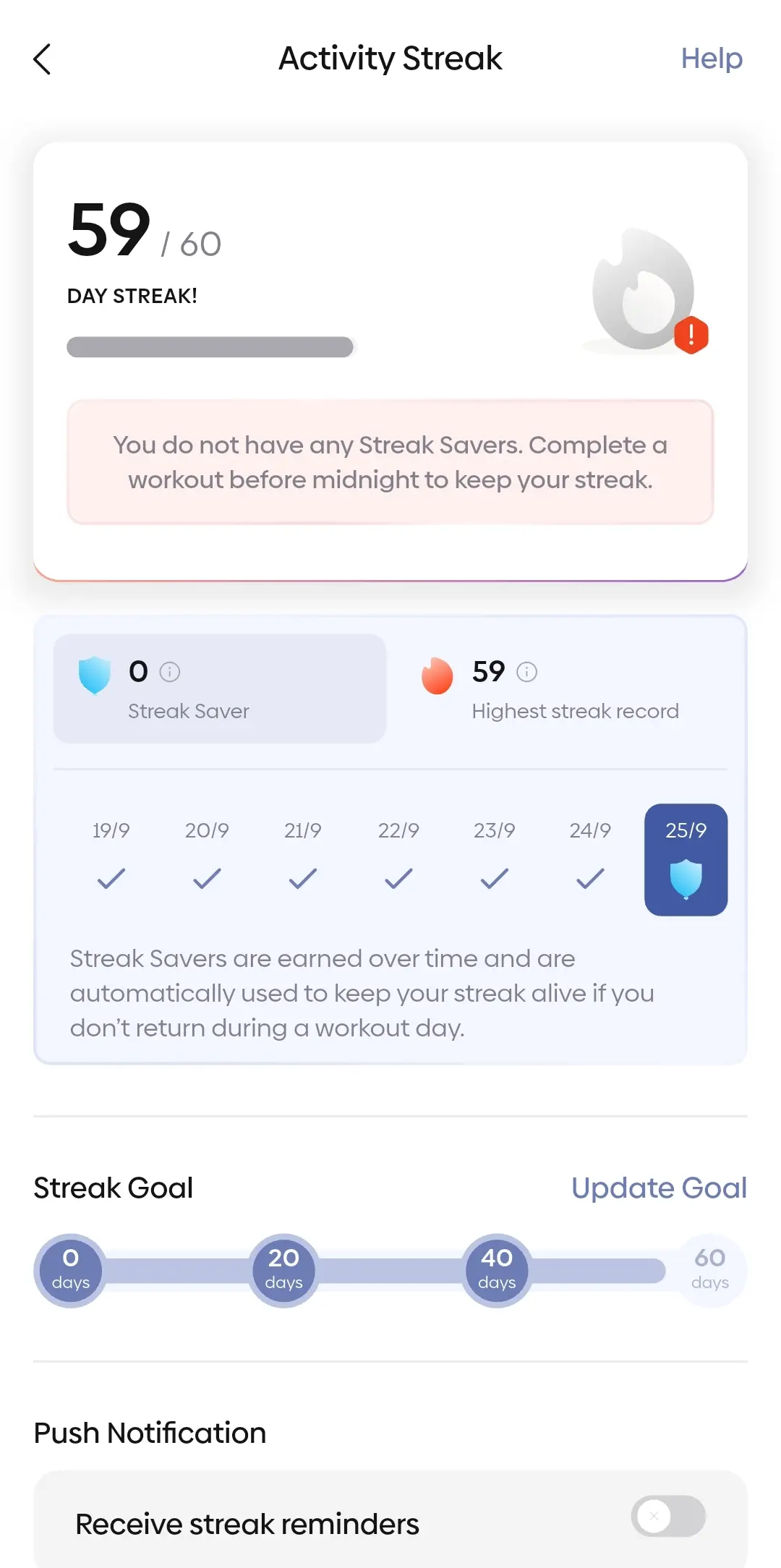Streak saved gone