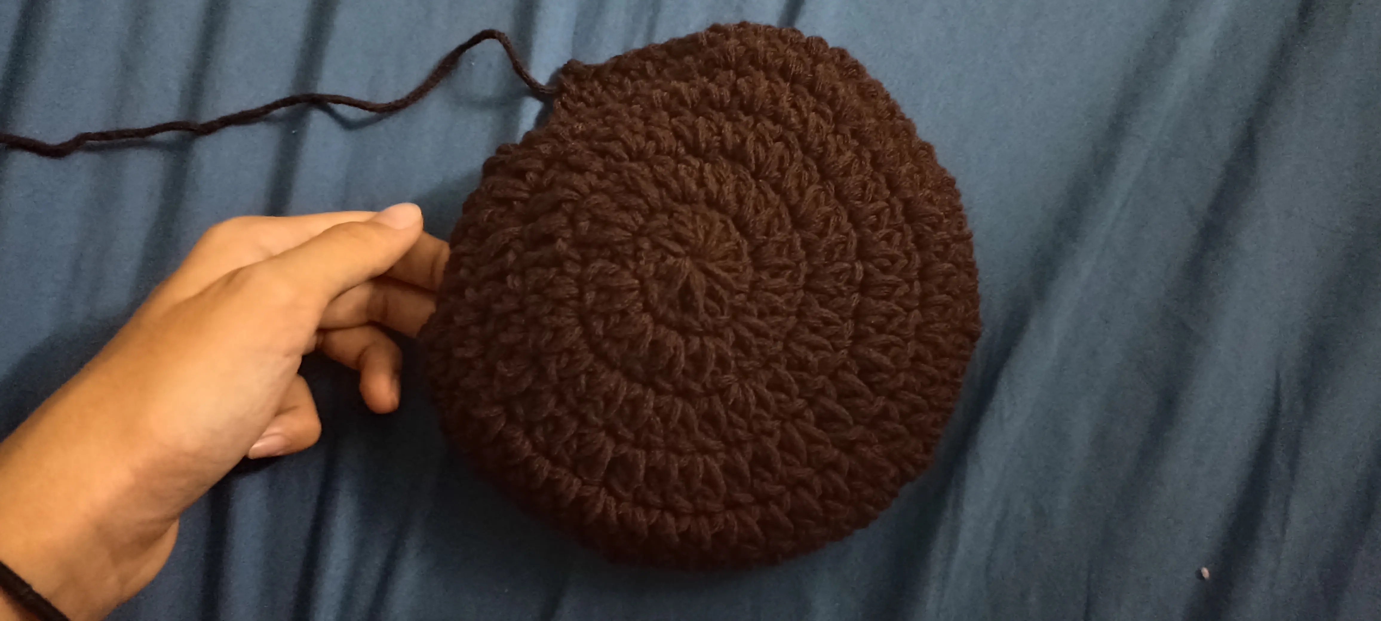Dark Academia themed brown beret crochet