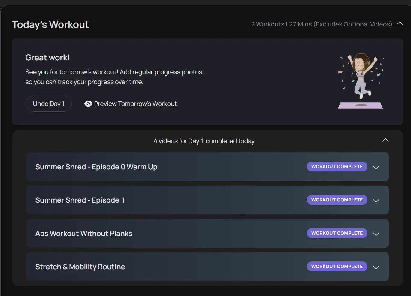 "and that's the workout" achievement not counted?