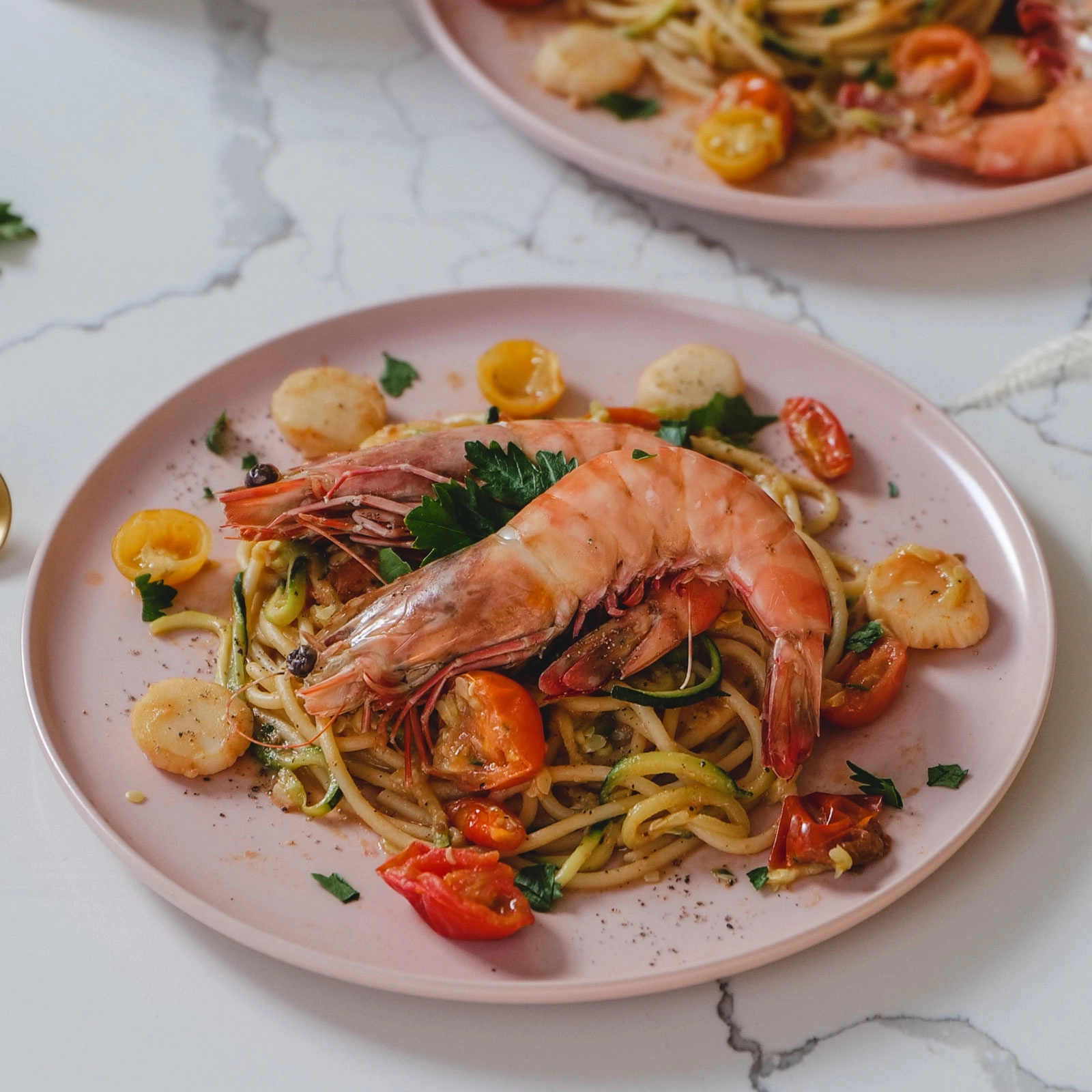 Shrimp Pasta & Zoodles Mix - Chloe Ting Recipes