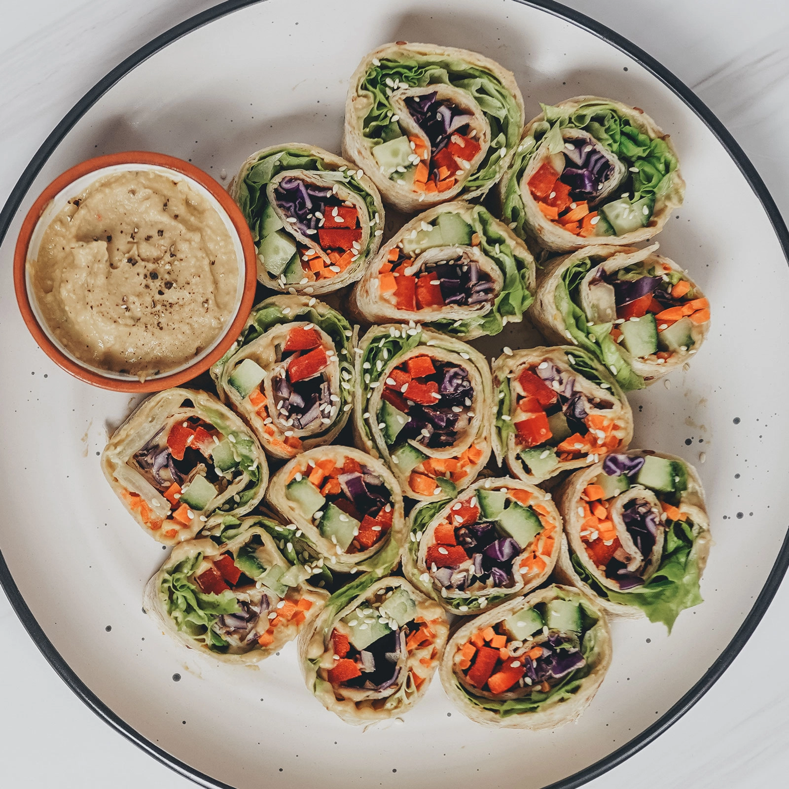 Rainbow Veggie Pinwheels - Chloe Ting Recipes
