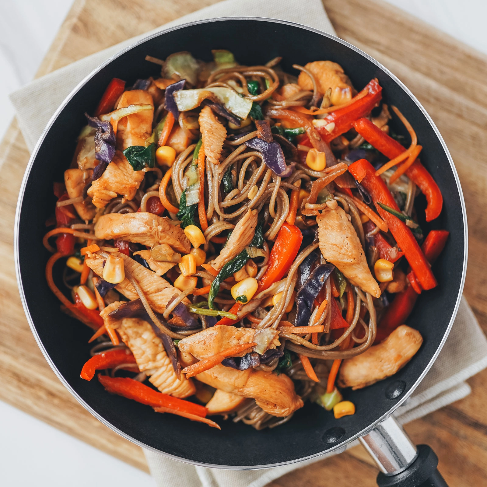Easy Soba Stir-Fry with Chicken - Chloe Ting Recipes