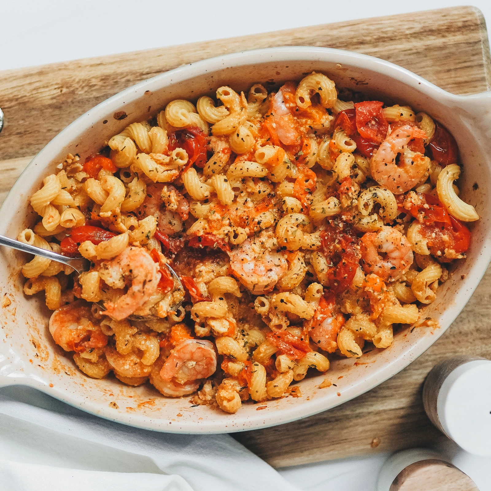 Upgraded Baked Feta Pasta with Shrimp - Chloe Ting Recipes