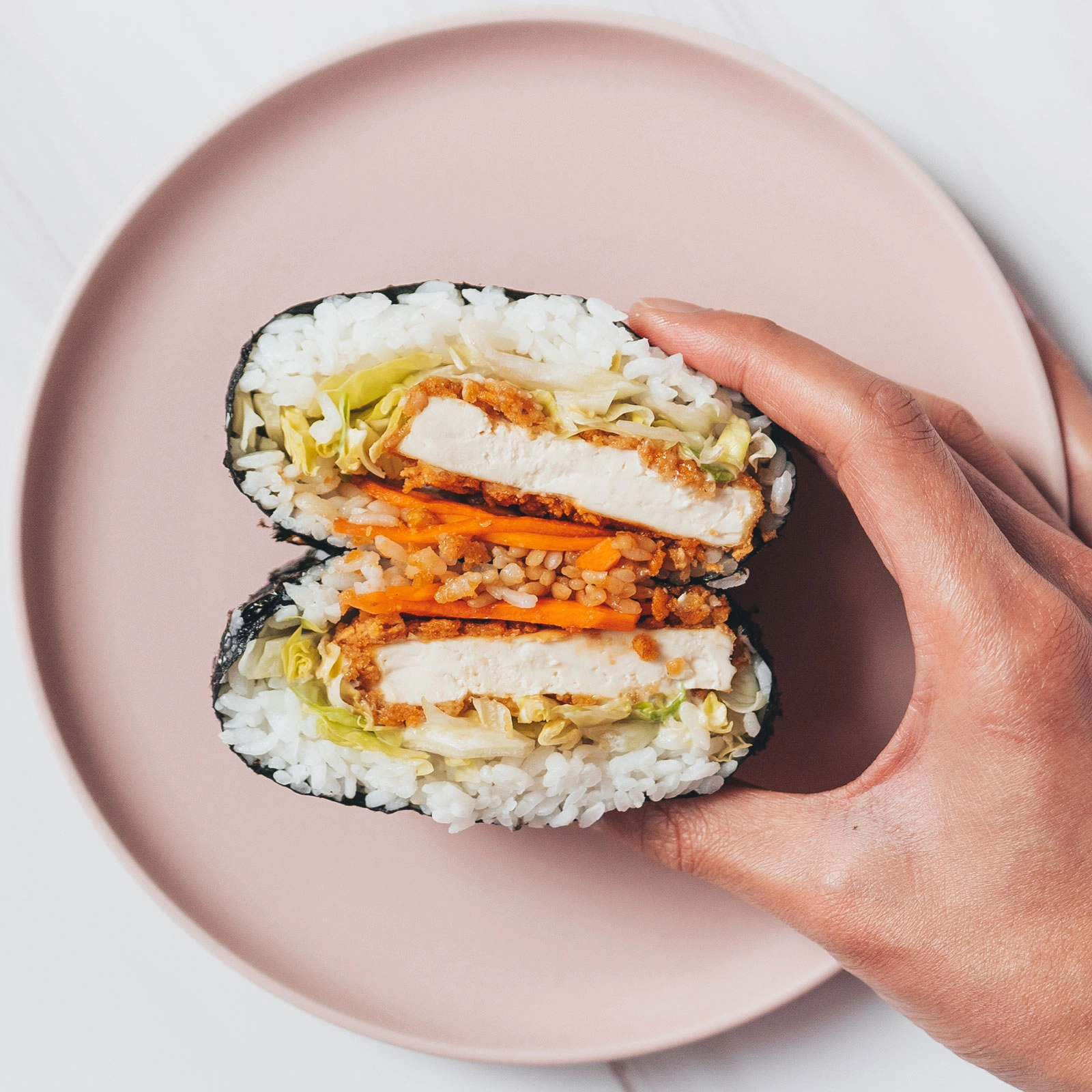 Tofu Katsu Onigirazu - Chloe Ting Recipes