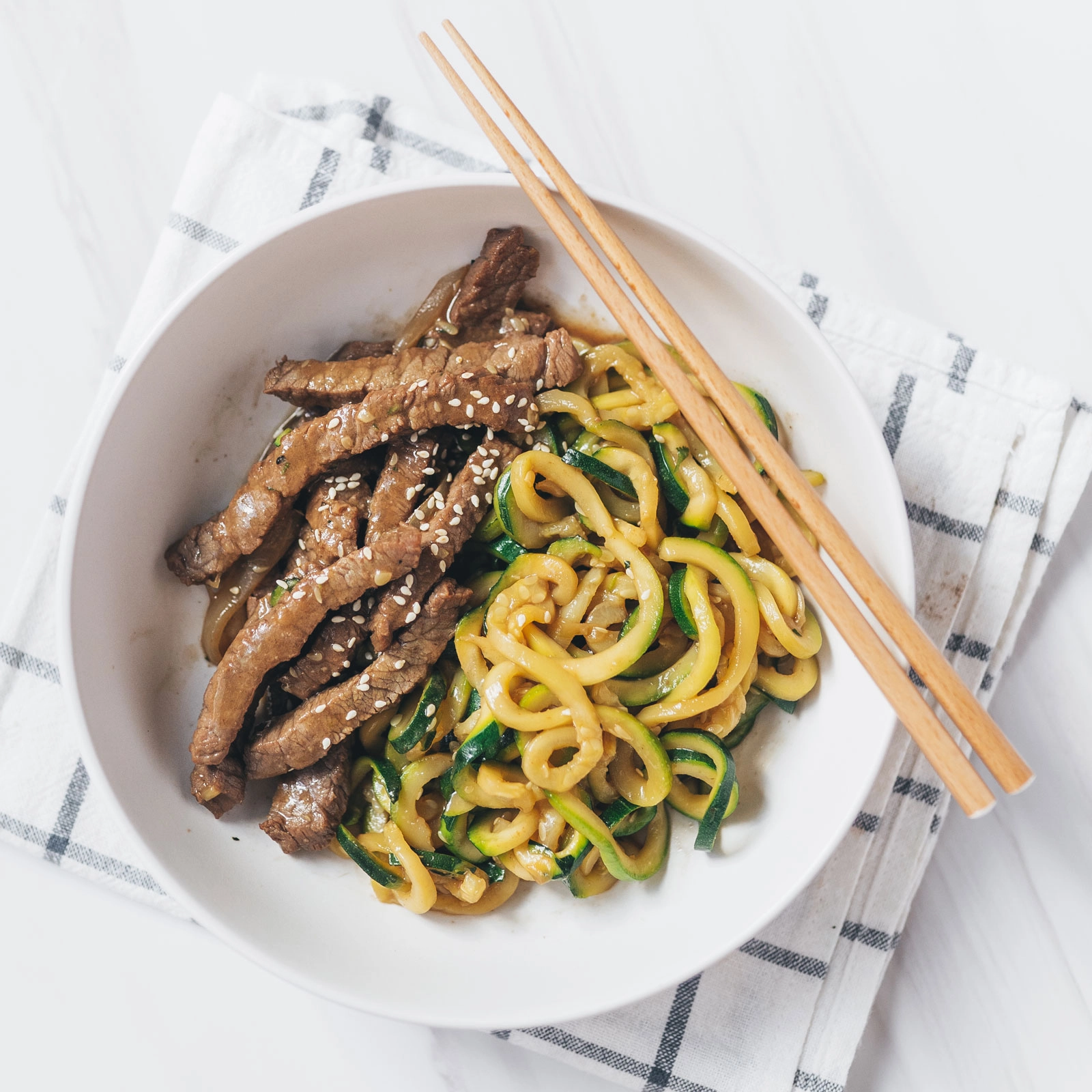 Mongolian Beef with Zoodles - Chloe Ting Recipes