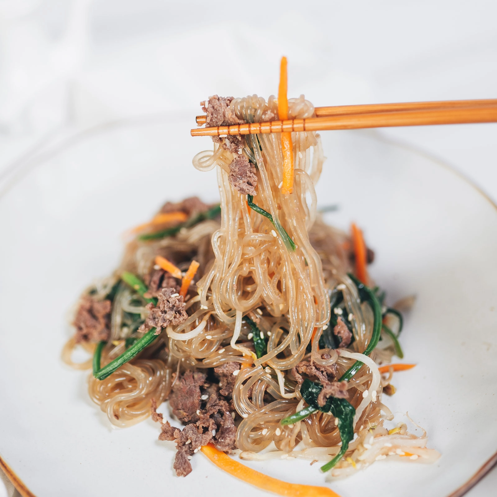 Bulgogi Japchae (Korean Glass Noodles) - Chloe Ting Recipes