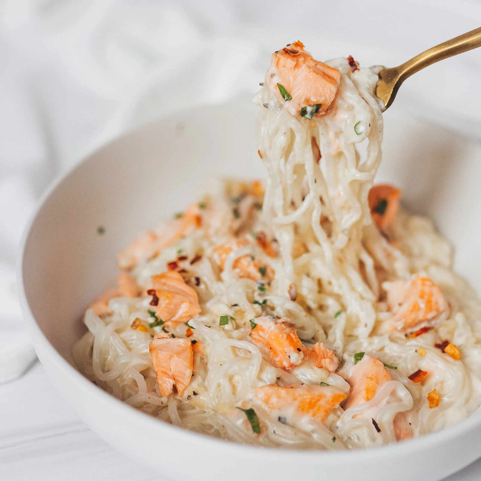 Healthy Salmon Alfredo - Chloe Ting Recipes