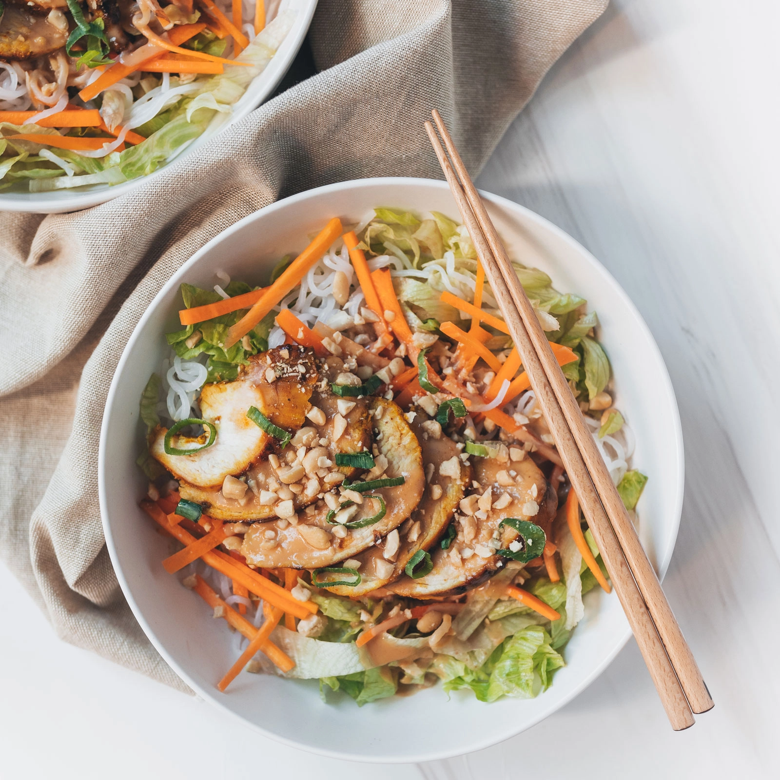 Low Carb Satay Chicken Noodle Salad - Chloe Ting Recipes