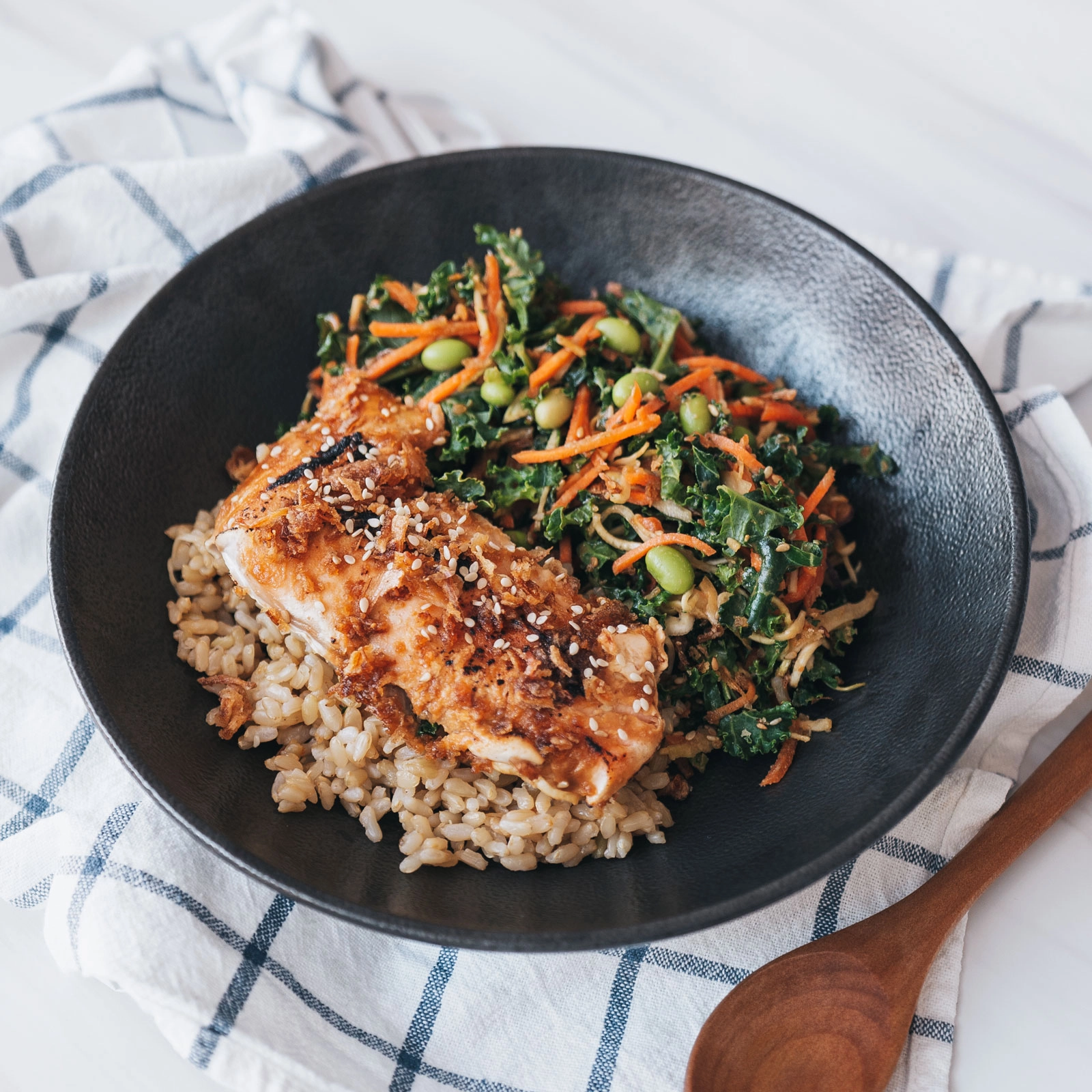 Miso Salmon Nourish Bowl - Chloe Ting Recipes