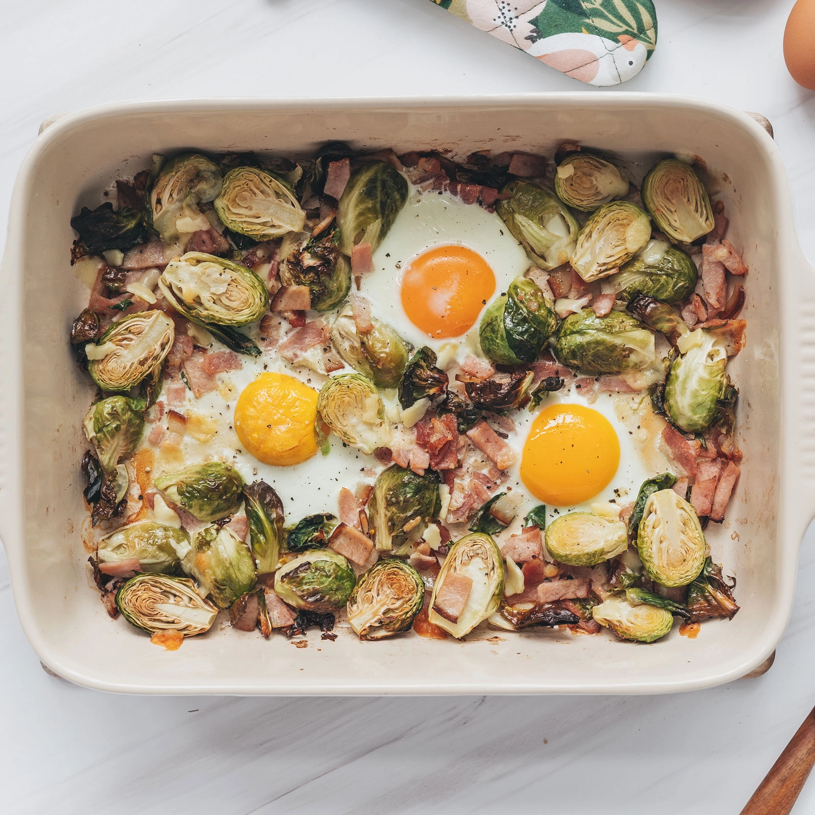 Sheet Pan Brussels Sprouts Egg Hash - Chloe Ting Recipes