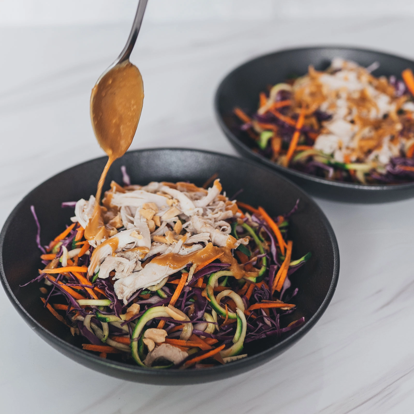 Satay Chicken Zoodle Salad - Chloe Ting Recipes