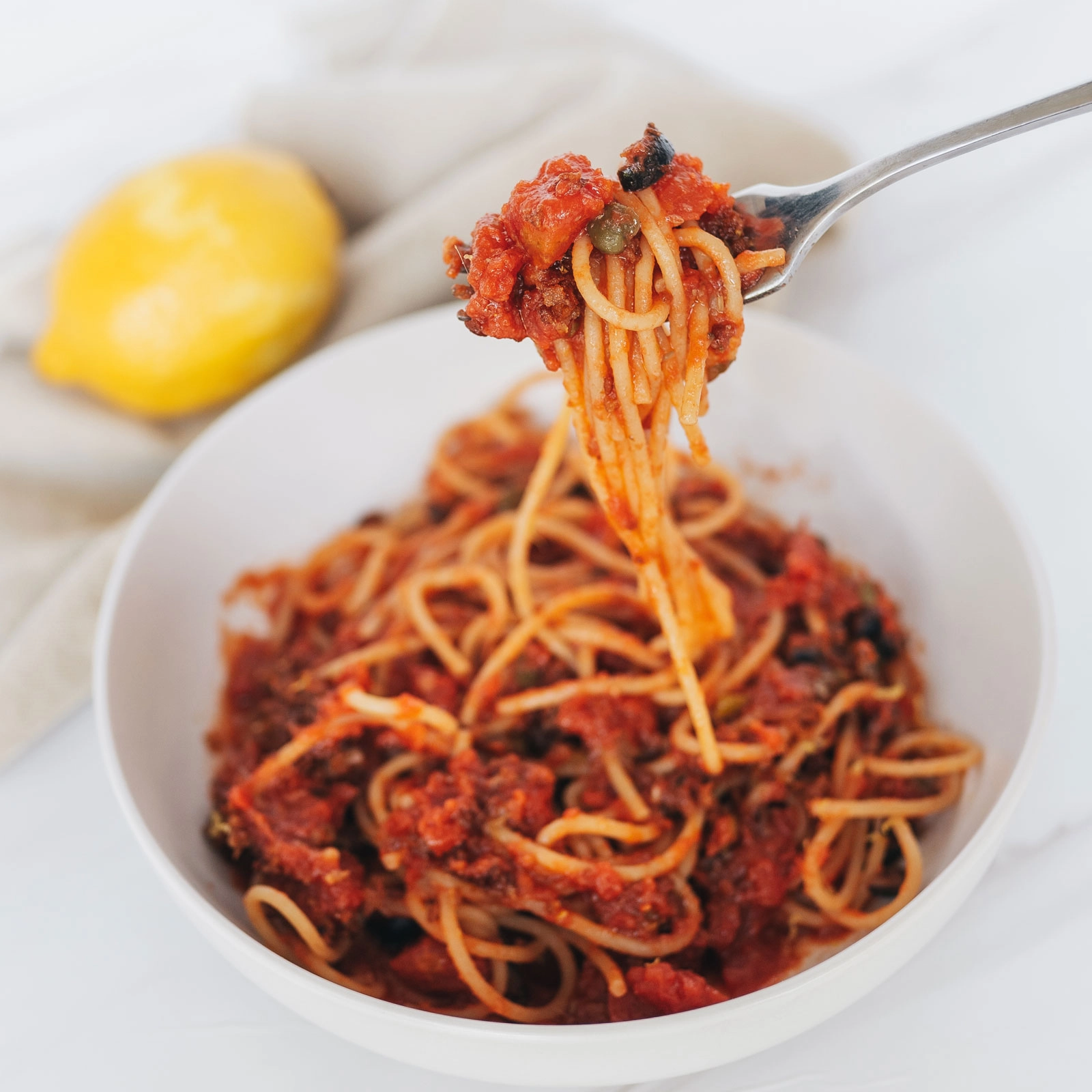 Spaghetti Puttanesca - Chloe Ting Recipes