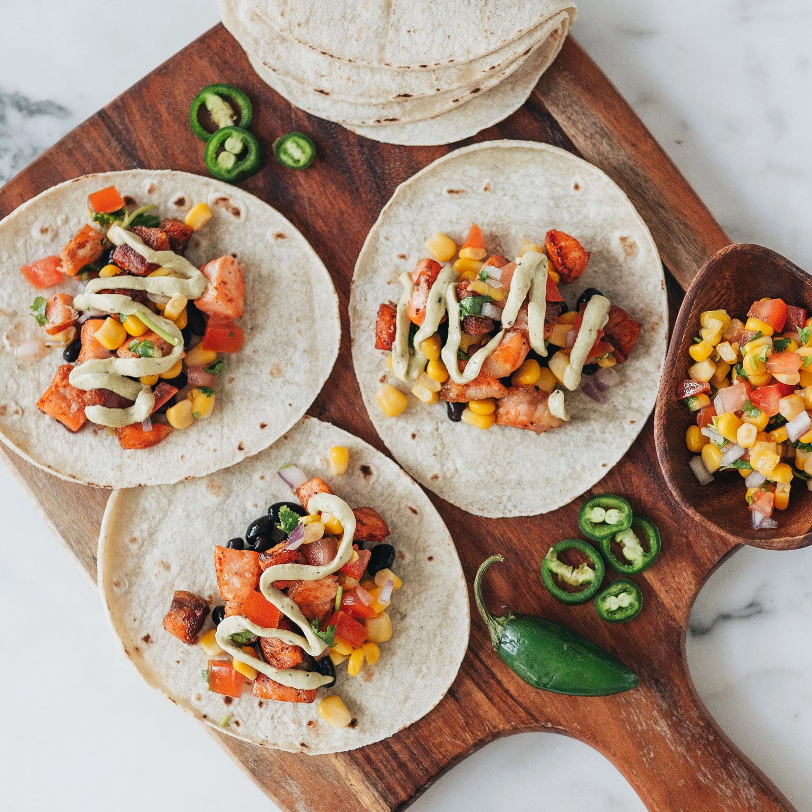 Crispy Salmon Tacos - Chloe Ting Recipes