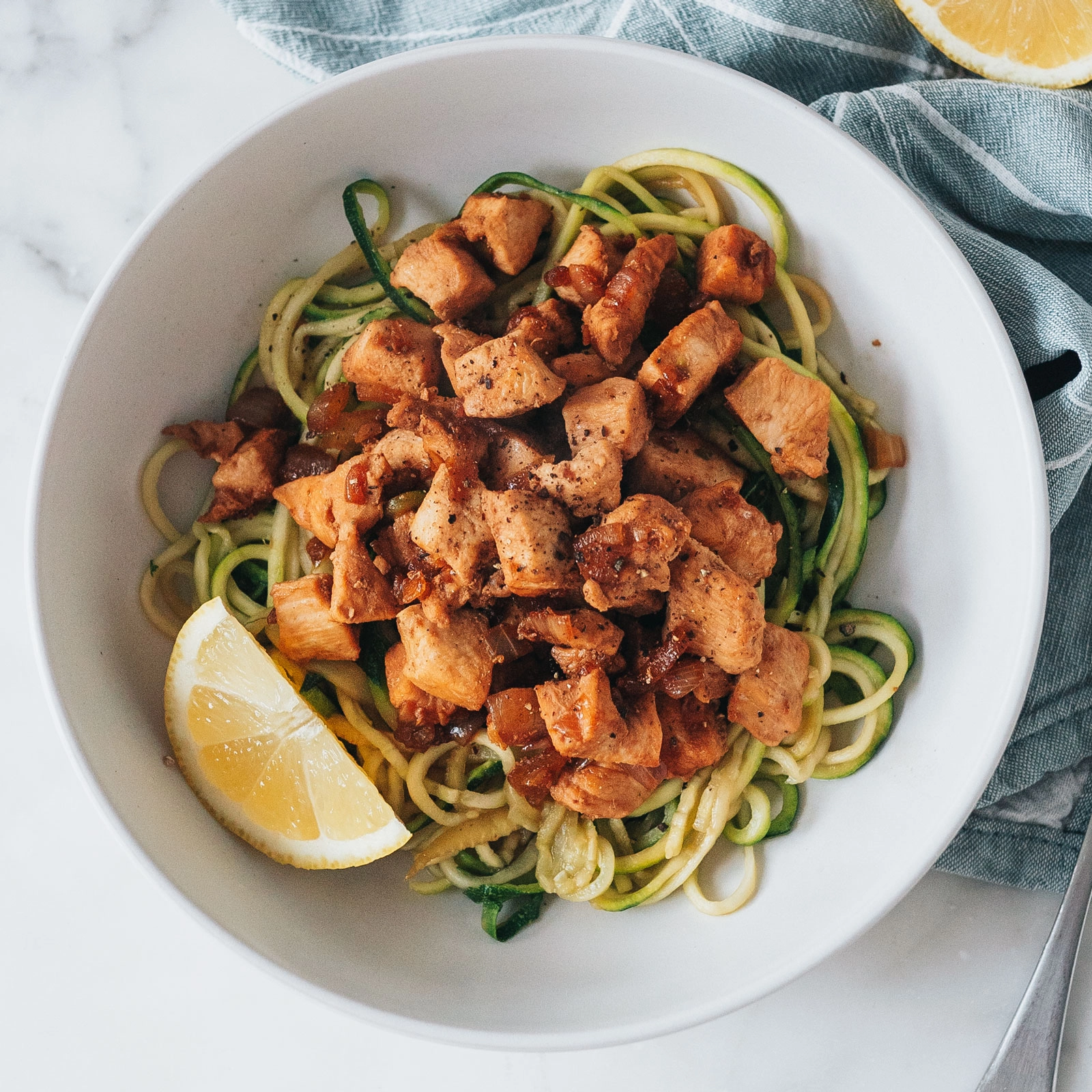 Lemon Garlic Chicken Zoodles - Chloe Ting Recipes